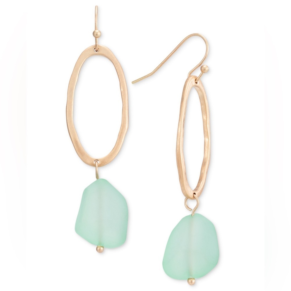 NWT Open Oval & Color Stone Drop Earrings